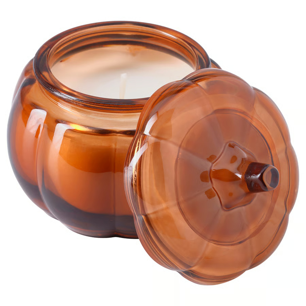 IKEA HÖSTAGILLE Scented Candle In Glass, Pumpkin/Brown, 20 hr (005.975.42) NEW - Picture 3 of 3